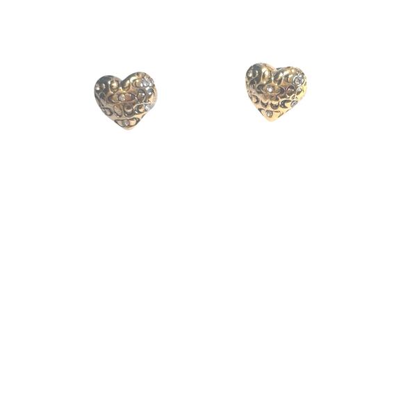 Coach Signature Logo Quilted Heart Crystal Stud Earrings - Picture 4 of 4